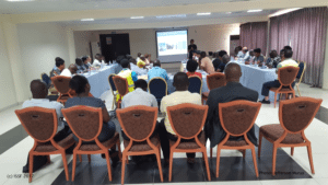 Scientists presenting bycatch information at the Tema (Ghana) workshop, 2016